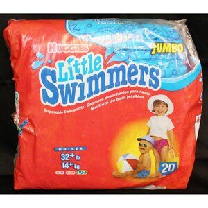 20 Vtg 2000 Huggies Little Swimmers Diapers sz L Jumbo Blue Disposable Swimpants